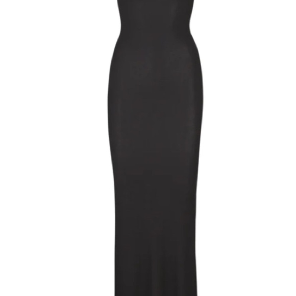 NWT SKIMS Soft Lounge Long Ribbed Slip Dress -Onyx - Picture 2 of 3